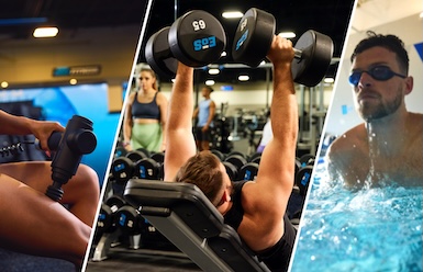 group shot of all the amazing amenities eos fitness has to offer