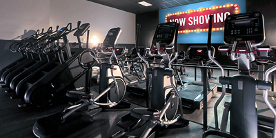 modern cinema and cardio room at eos fitness gyms